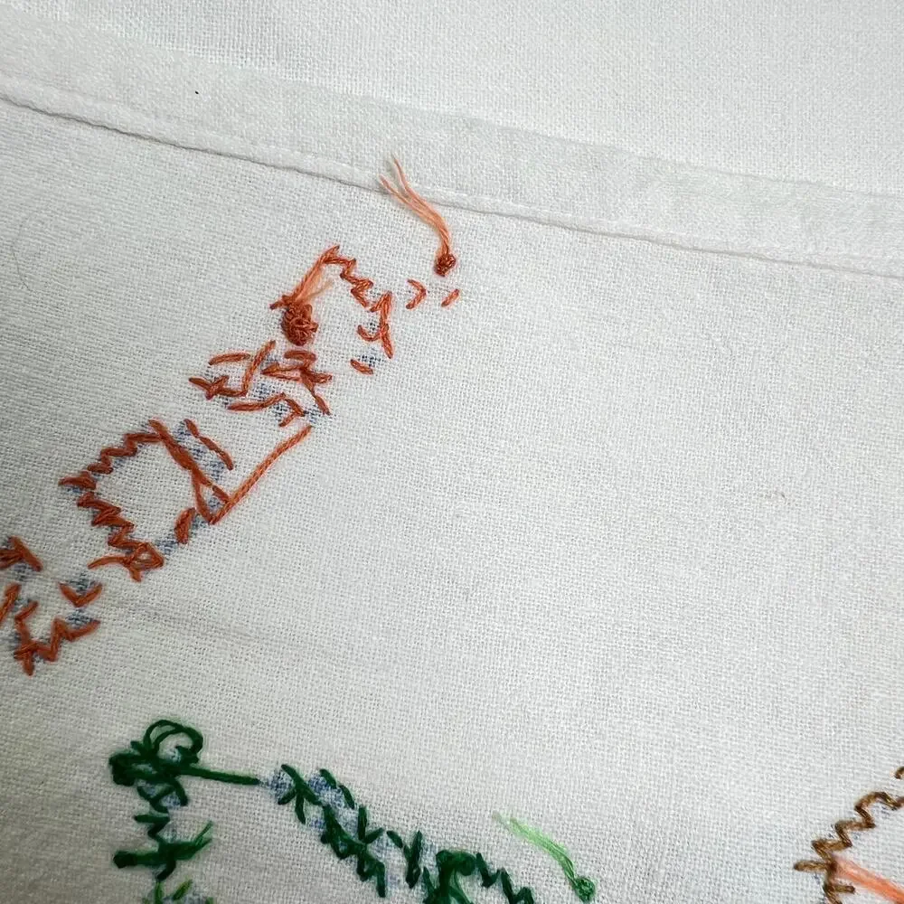 Vintage 4 Tea Towels Set Days of the Week Cross Stitch Love Birds Cottage